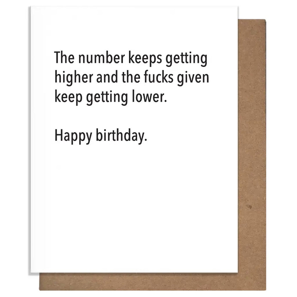 Number Keeps Getting Higher Birthday Card.