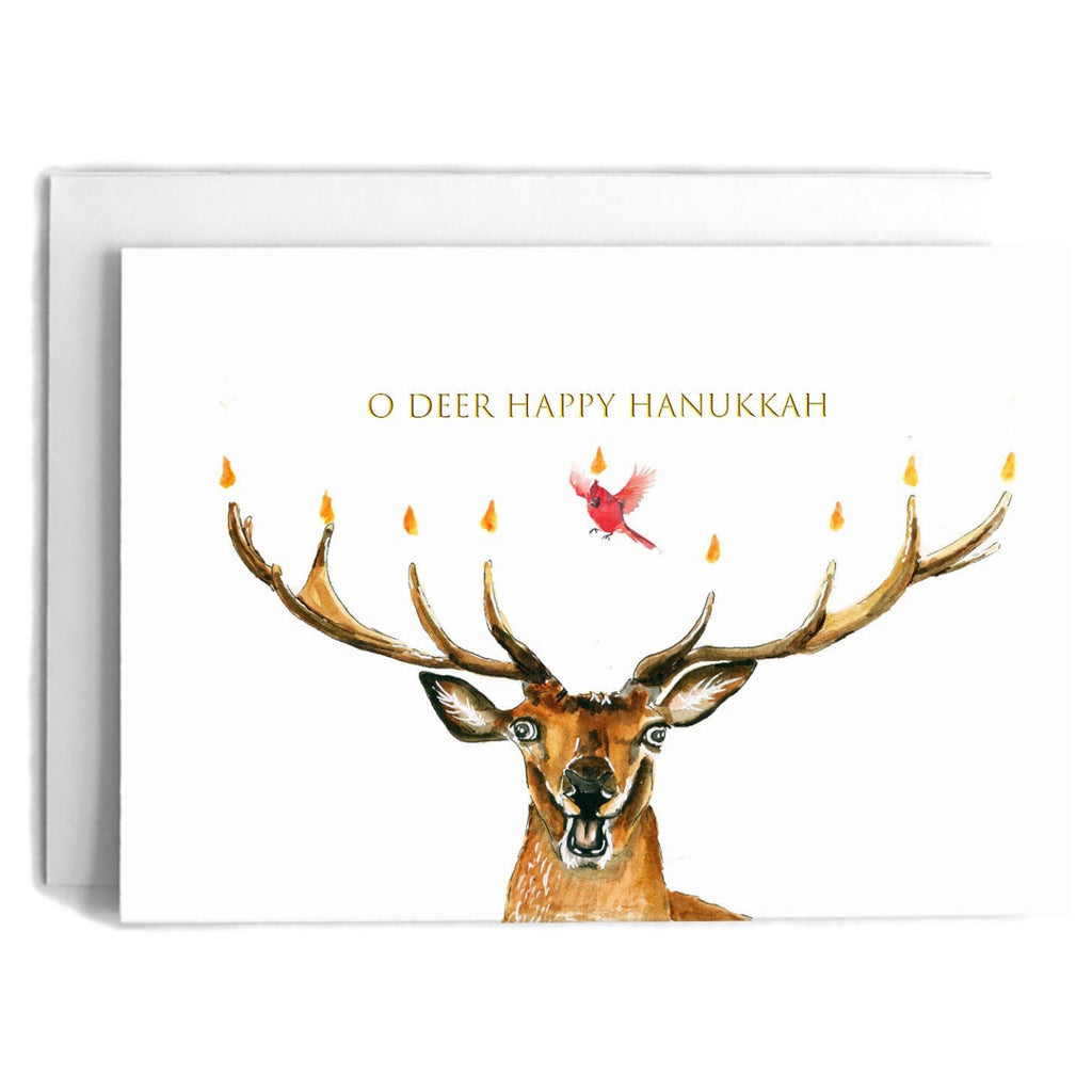 O Deer Antler Menorah Hanukkah Card