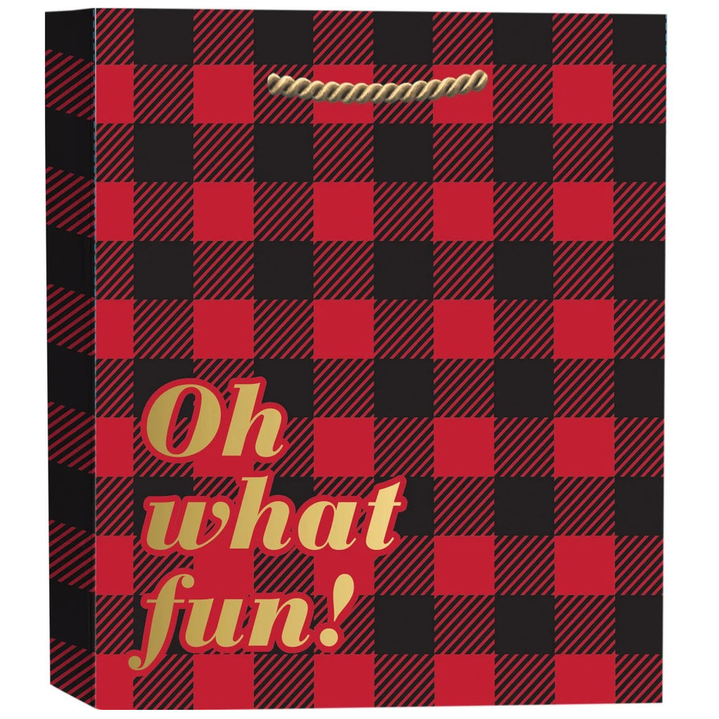 Oh What Fun Plaid Small Gift Bag.