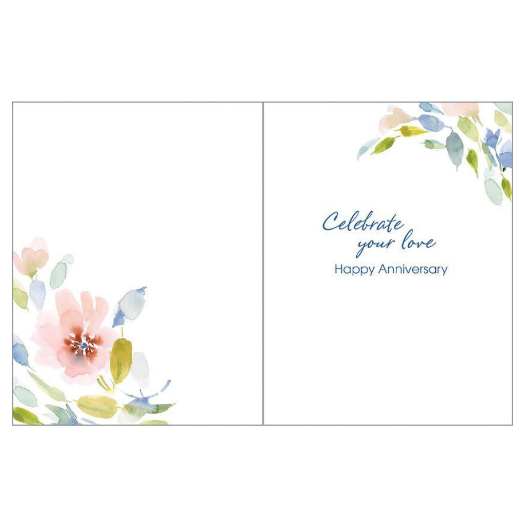 On Your Anniversary Watercolour Floral Card Inside