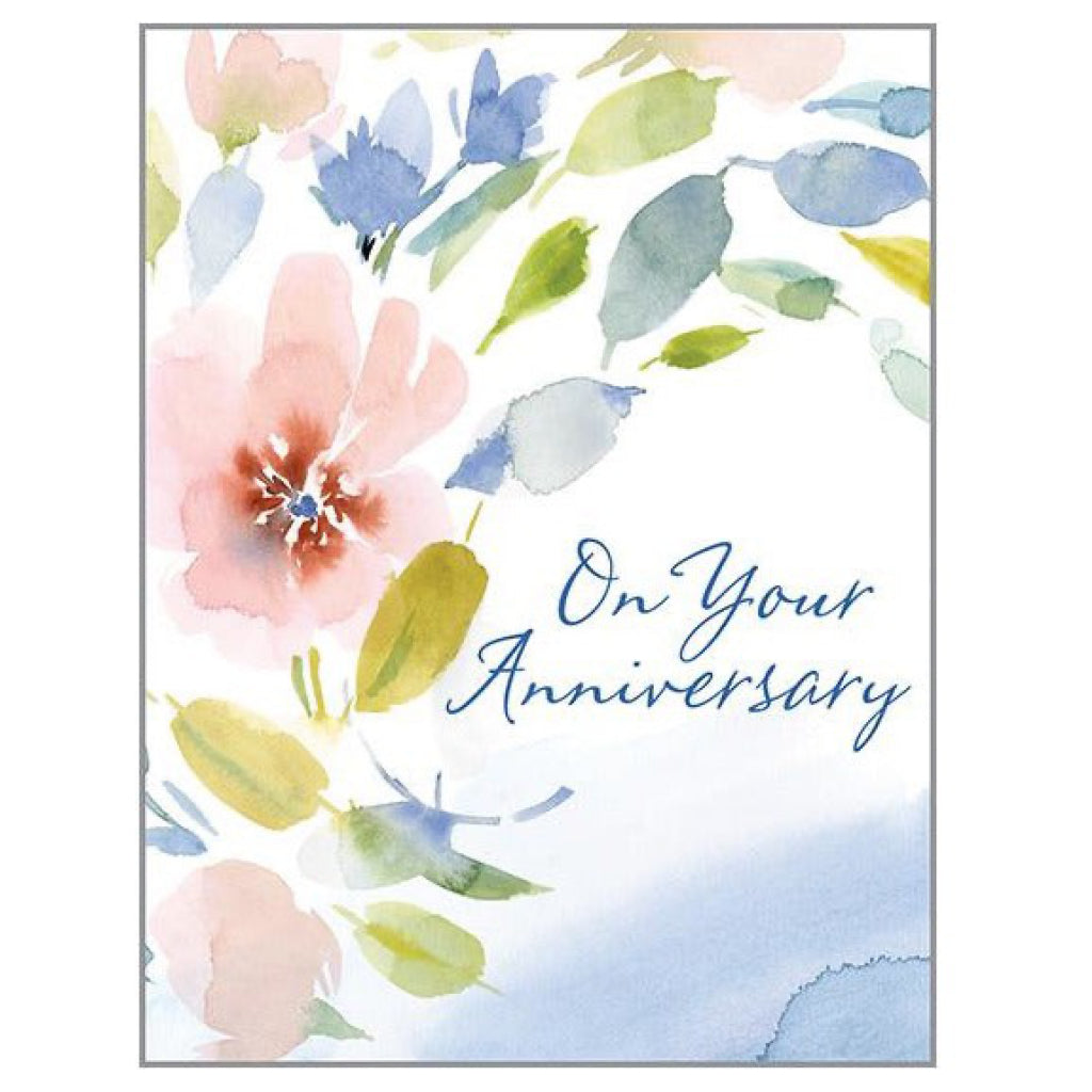 On Your Anniversary Watercolour Floral Card