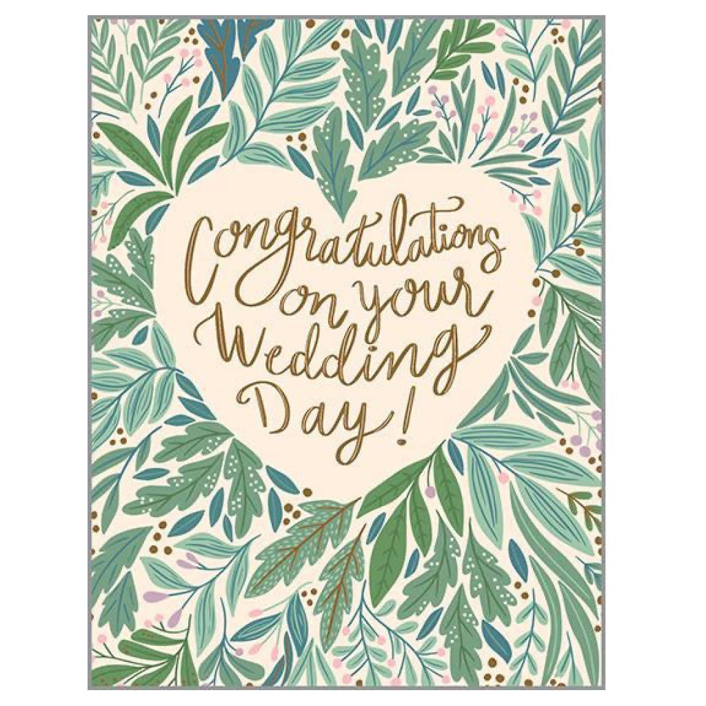 On Your Wedding Day Leaves Heart Card