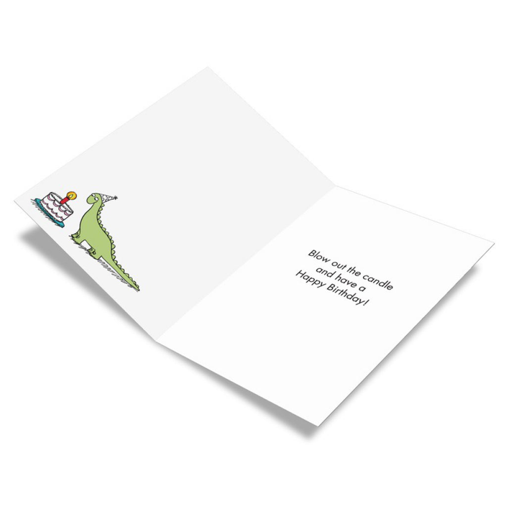 Only One Candle Dinosaurs Birthday Card Inside