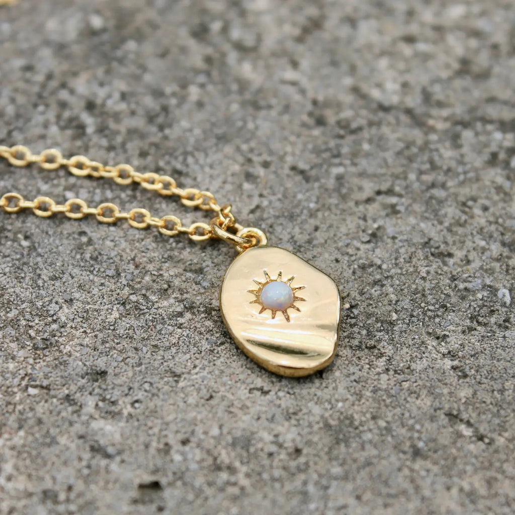 Opal Disc Necklace.