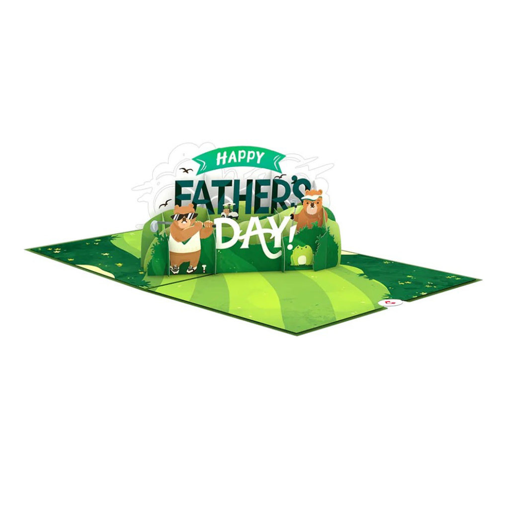 Open view of Happy Father's Day Golf Pop-Up Card.