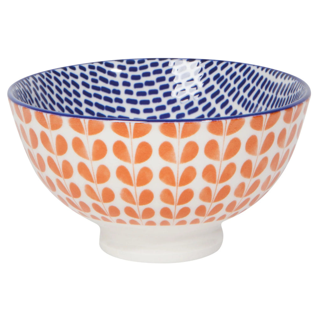 Orange blue blossom 4 inch stamped bowl.
