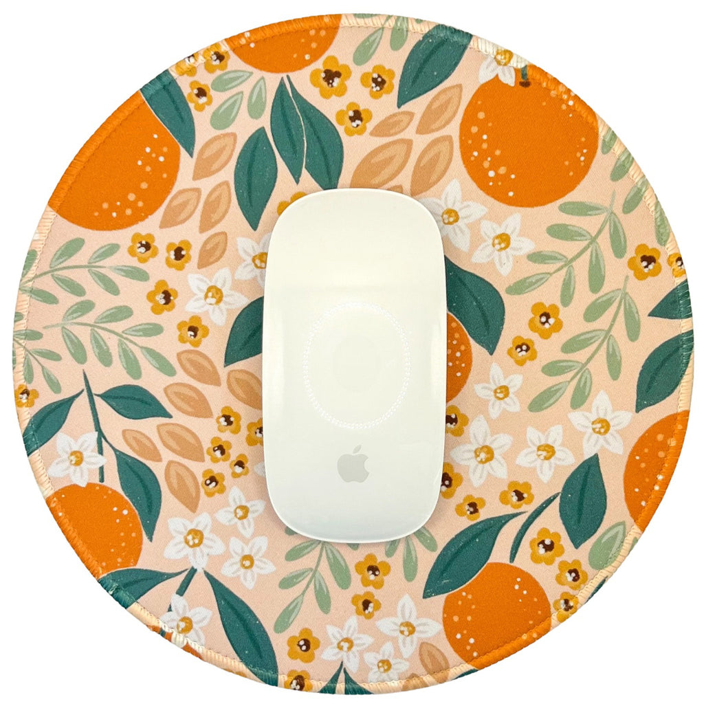 Orange Floral Mousepad.