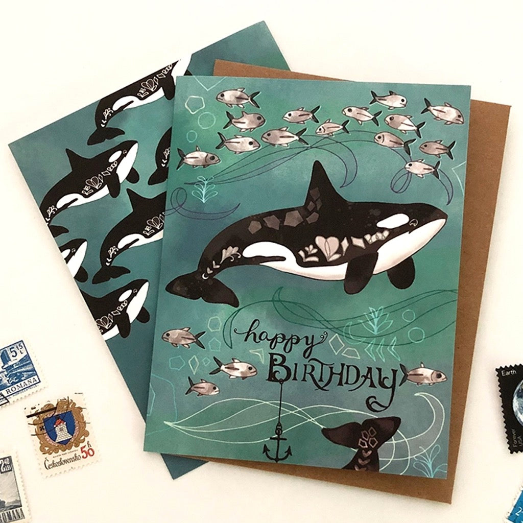 Orca Killer Whale Birthday Card