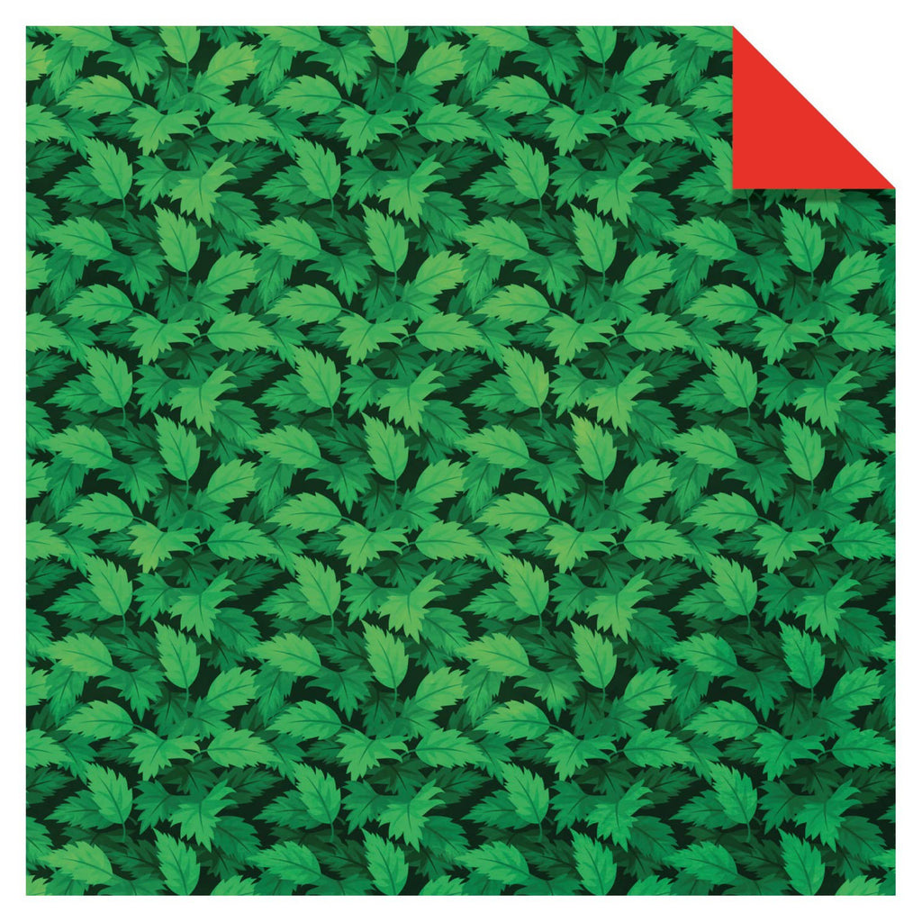 Origami paper green leaf pattern.