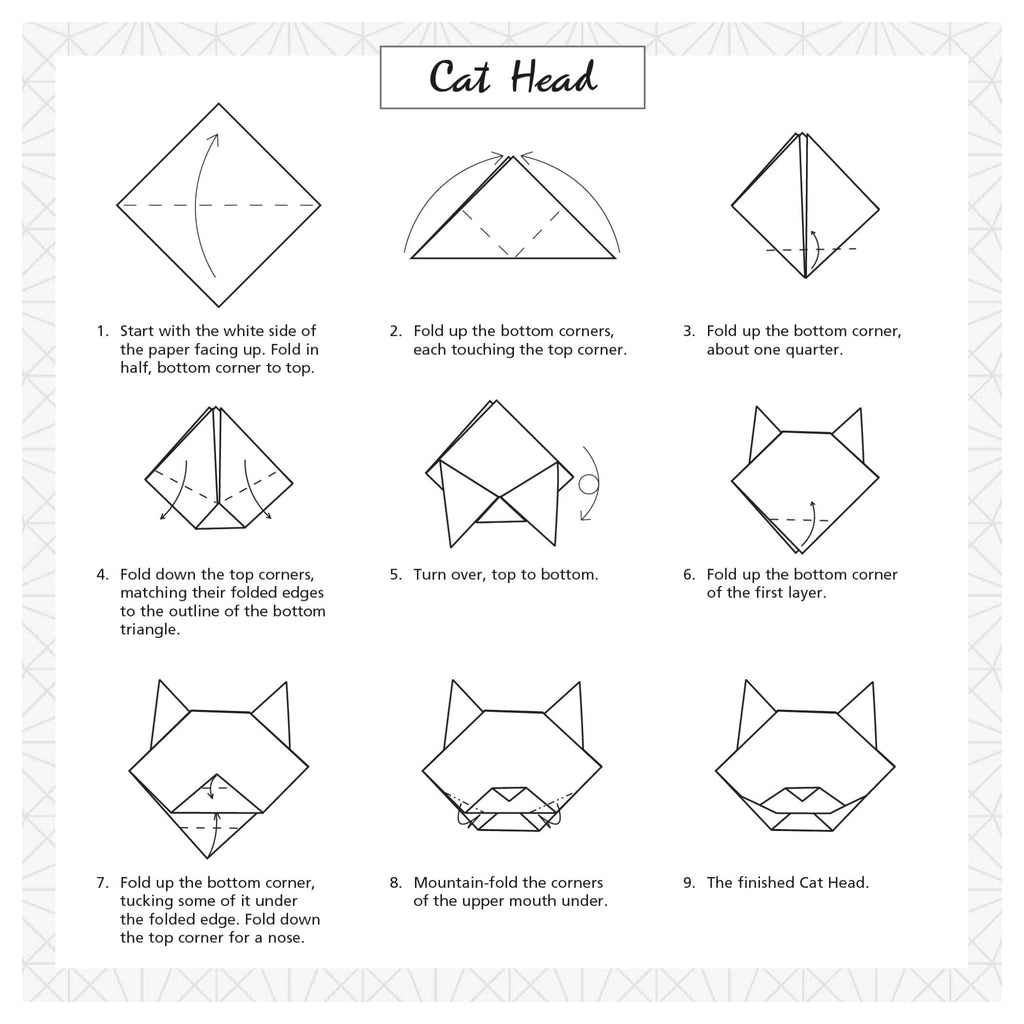 Origami Paper how to make a cat head.