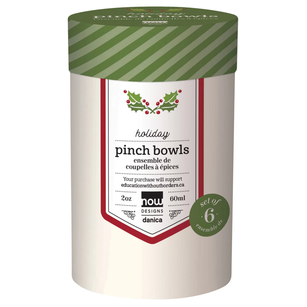 Packaging for holiday pinch bowls.