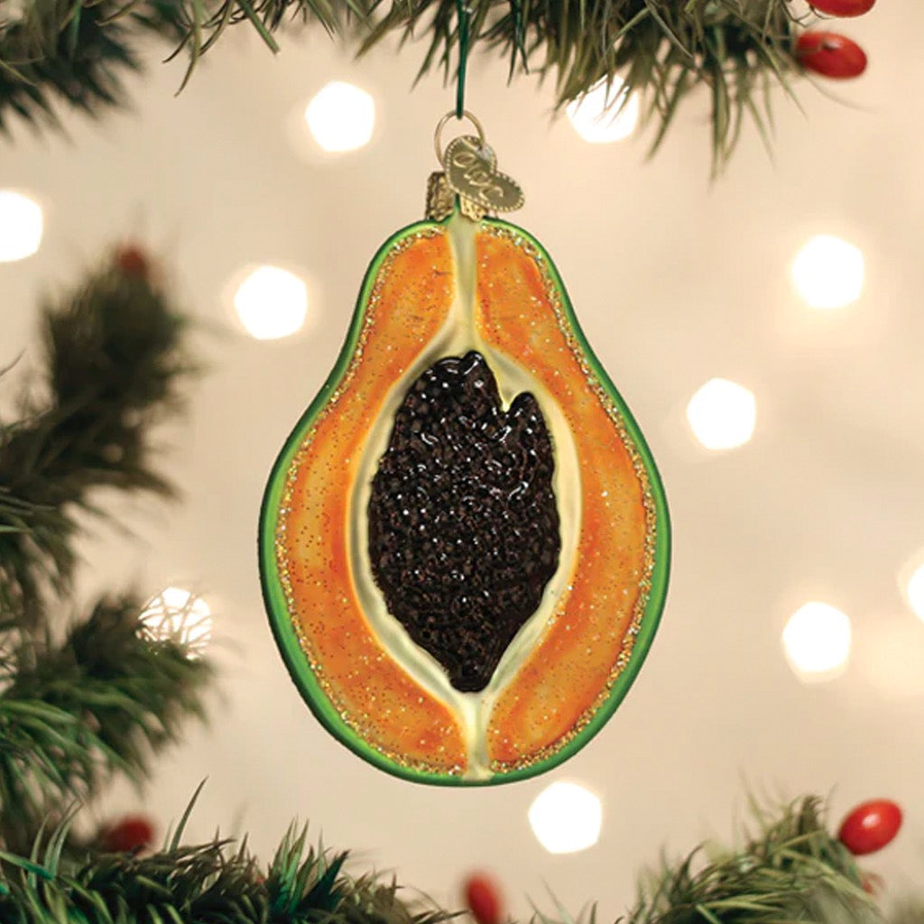 Papaya Ornament in tree.