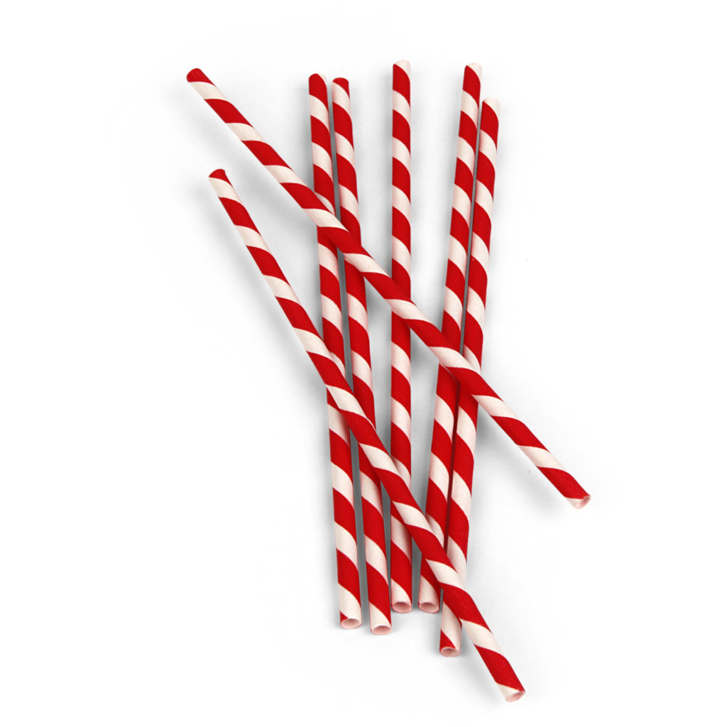 Paper Straws Box Of 144 Red And White