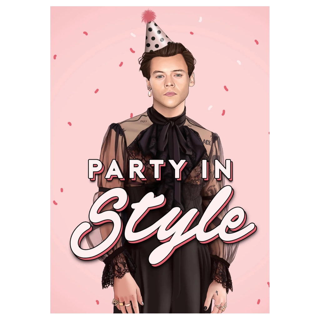 Party In Style Harry Birthday Card.
