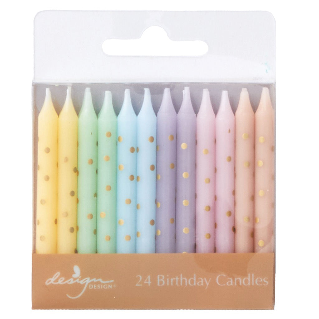 Pastel Pinwheel & Dots Birthday Candles.