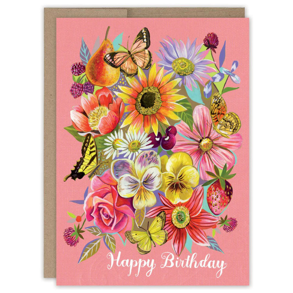 Peach Bouquet Birthday Card.