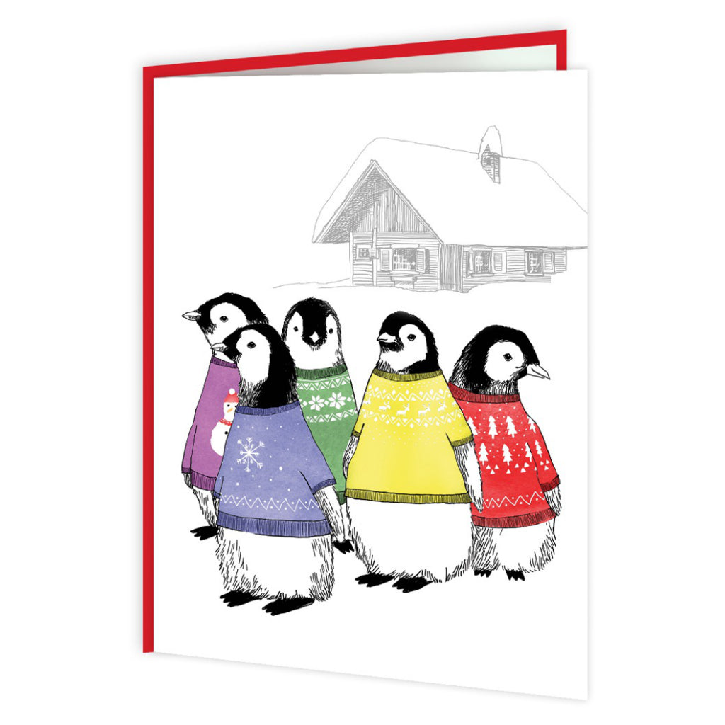 Penguins In Colourful Sweaters Card