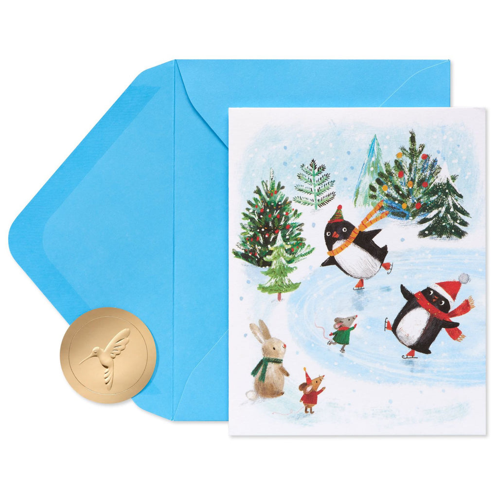 Penguins Skating Boxed Holiday Cards.