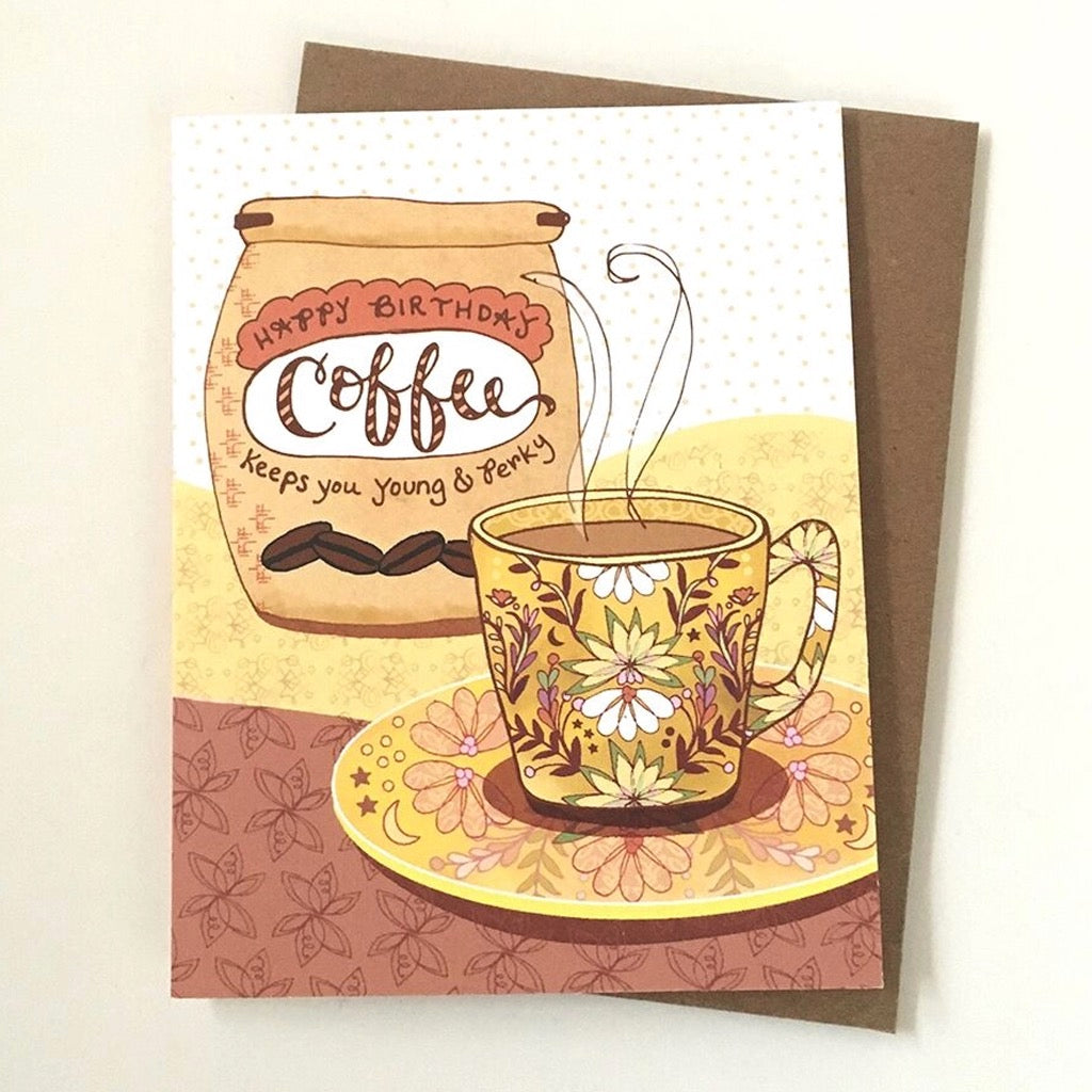Perky Coffee Birthday Card
