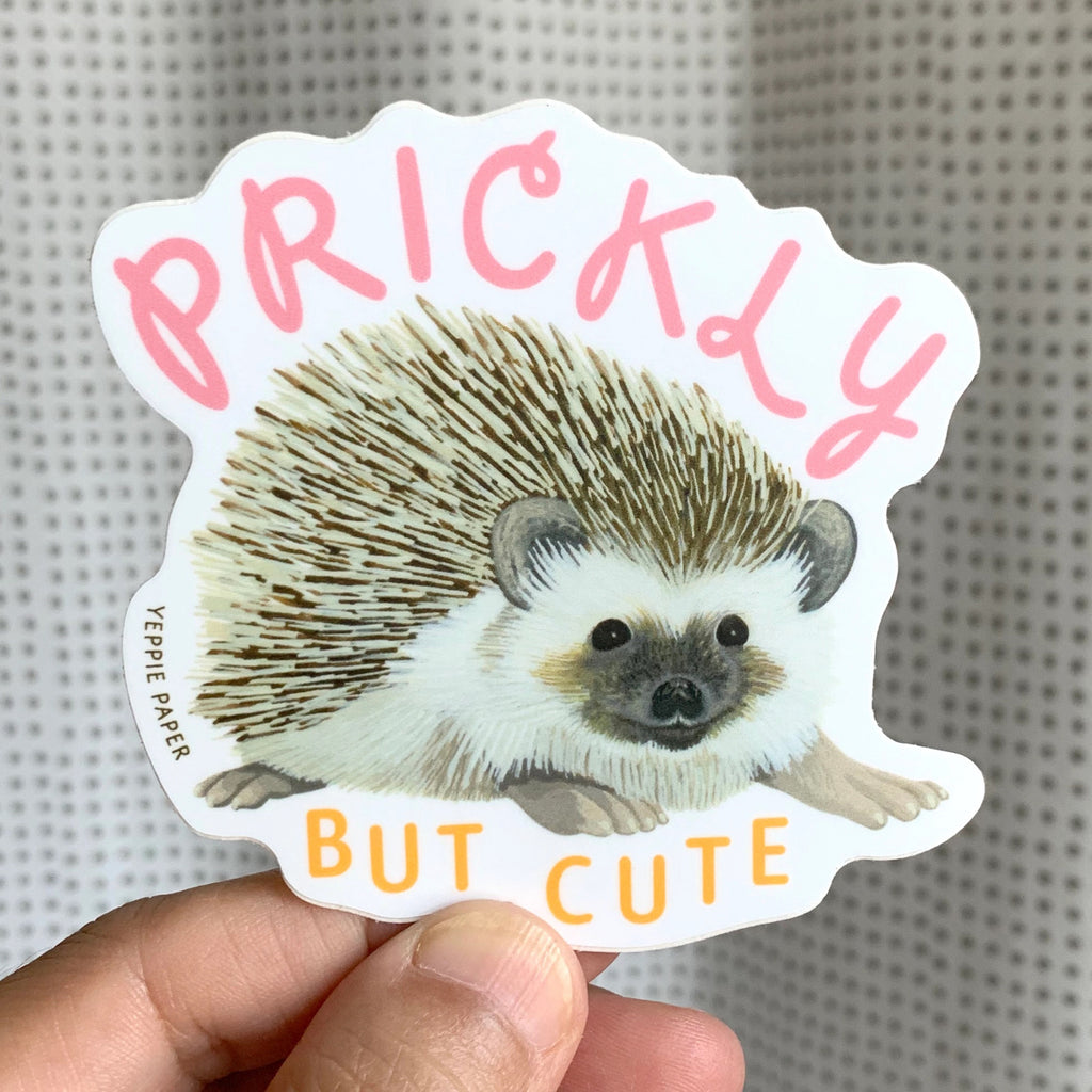 Person holding Prickly Hedgehog Sticker.