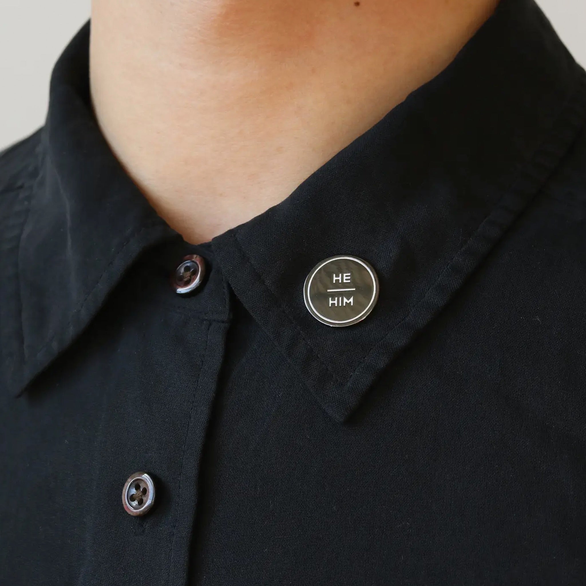 He Pin Anthracite Enamel Pronoun Pin: He/Him | Gamut Pins – Outer Layer