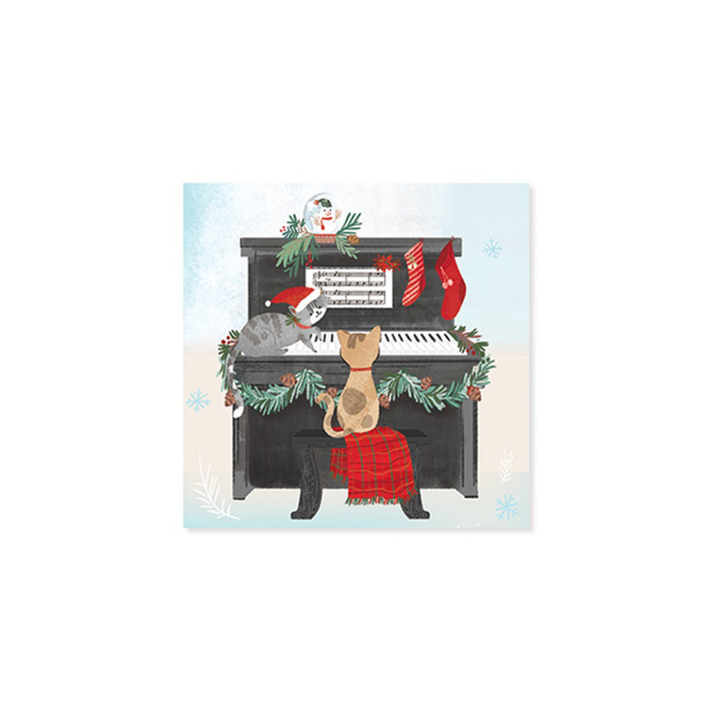 Piano Cats Mini Pop-Up Christmas Card Front