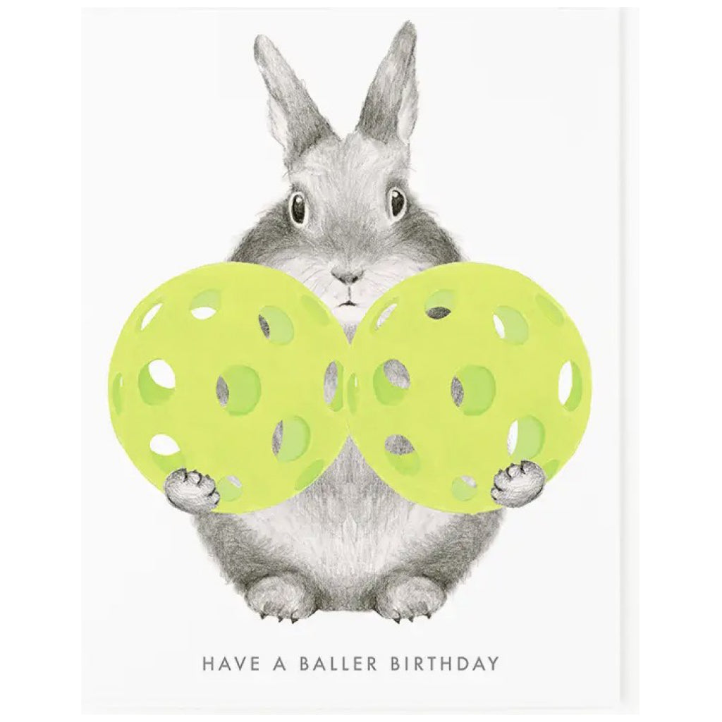 Pickleball Bunny Birthday Card.