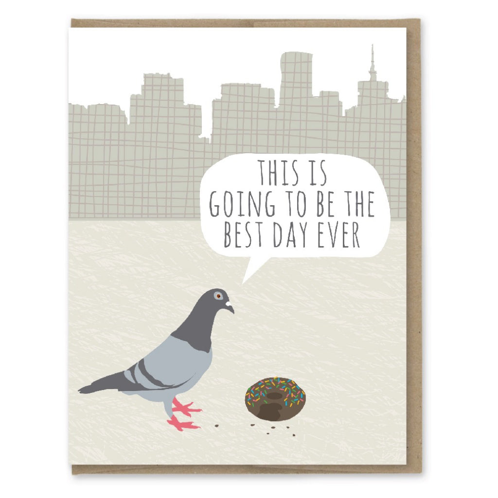 Pigeon With Donut Card