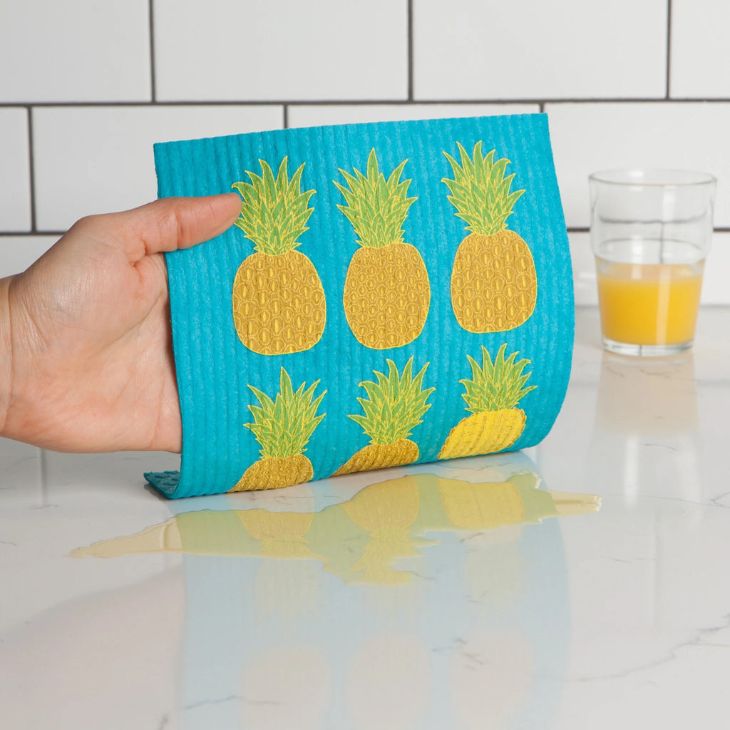 Pineapples Swedish Dishcloth cleaning spill.