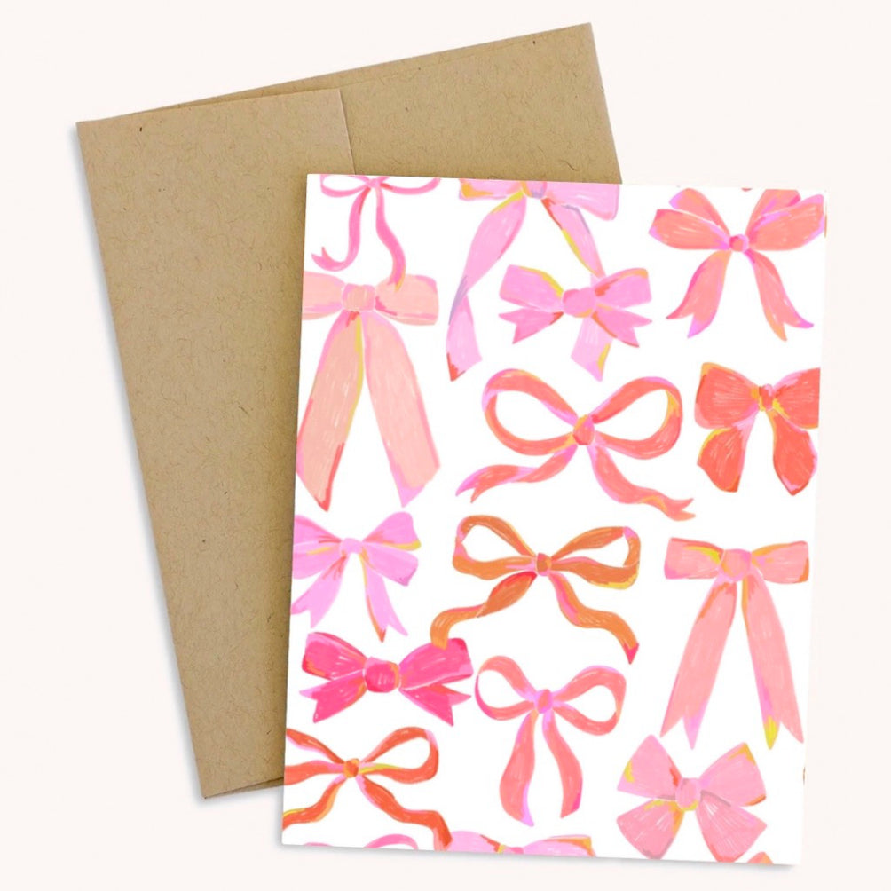 Pink Bows Greeting Card.