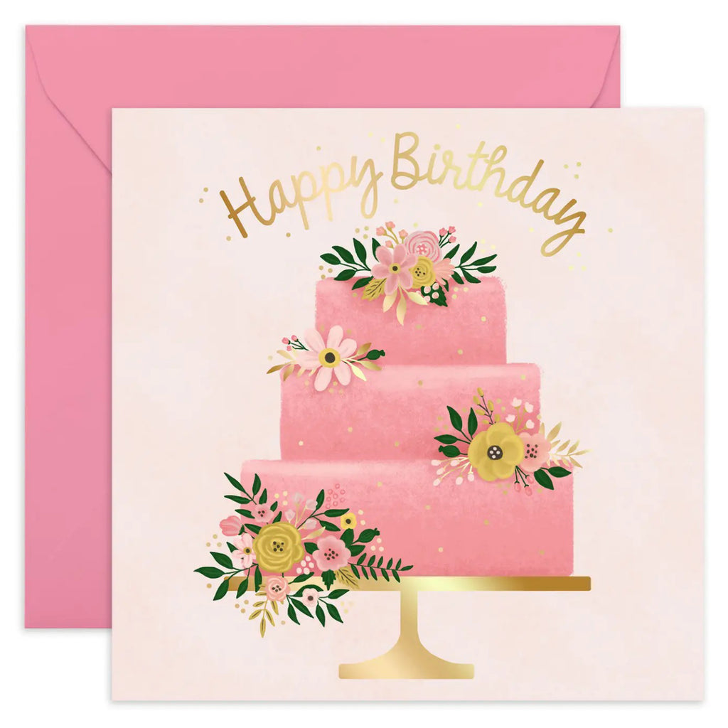 Pink Floral Birthday Cake Card Central 23 Outer Layer 7831