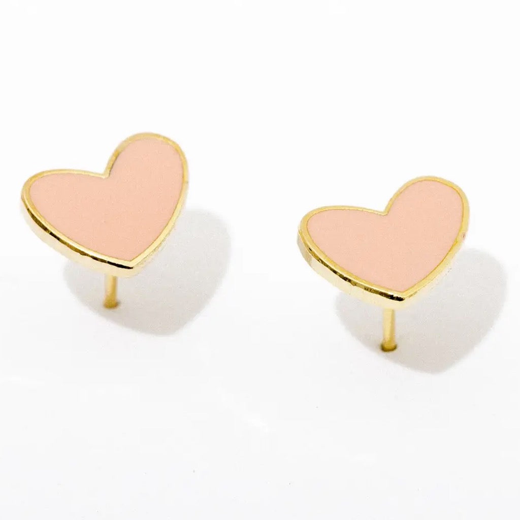 Pink Heart Post Earrings.