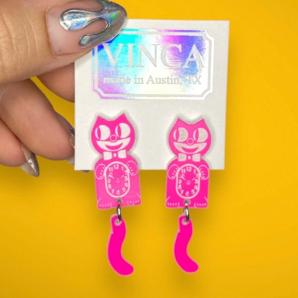 Pink Kit-Cat Klock Earrings.