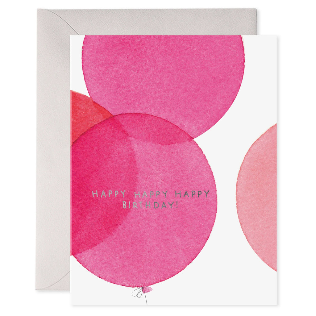 Pink Watercolour Balloon Birthday Card.