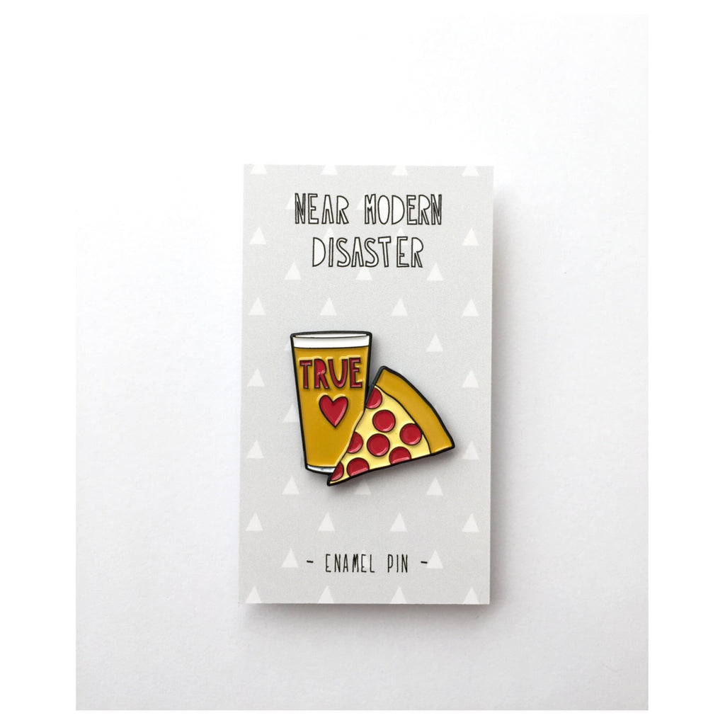 Pizza  Beer True Love Enamel Pin Packaging