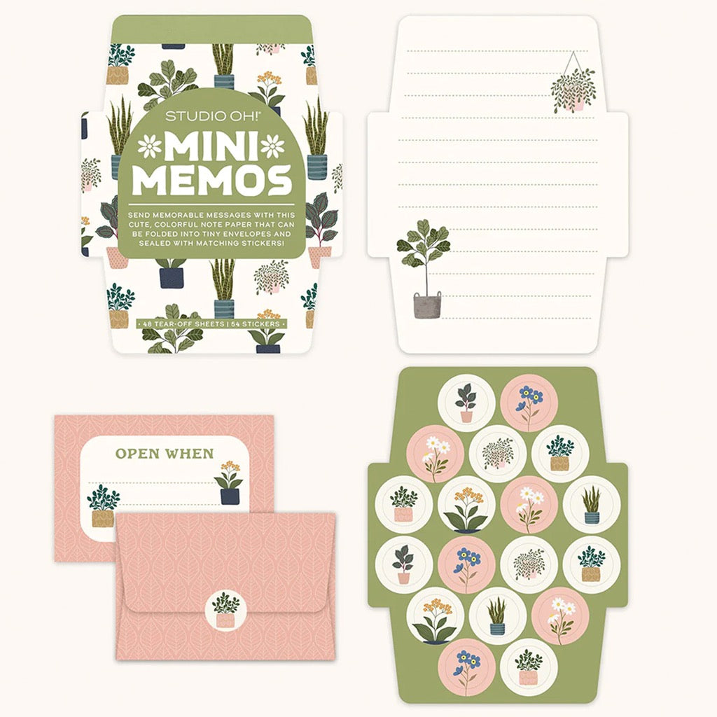 Plant Lover Mini Memo with Stickers contents and packaging.