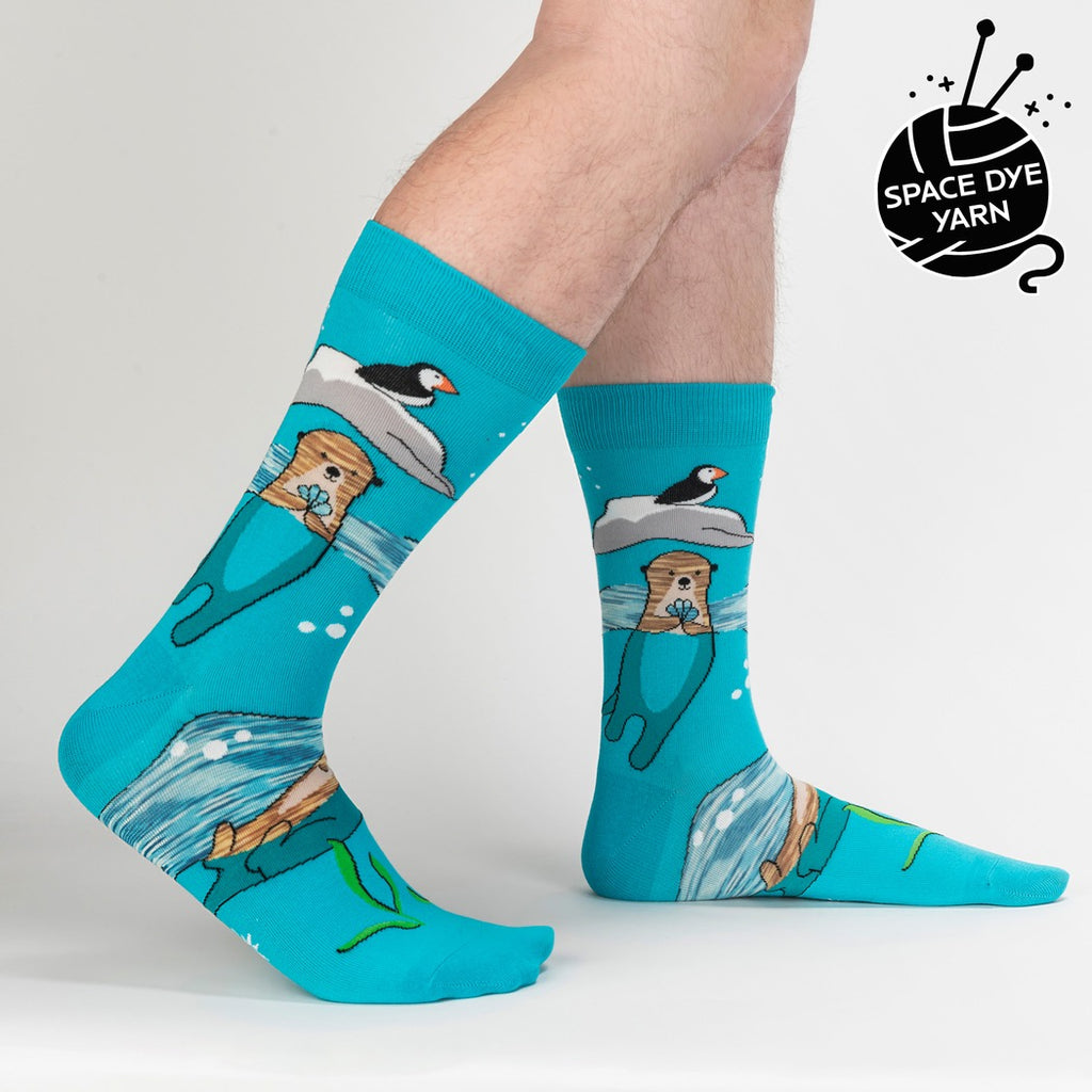 Plays Well With Otters Men's Crew Socks side view.