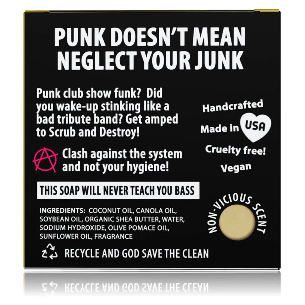 Please Wash Your Buttocks Punk Rock Soap back view.