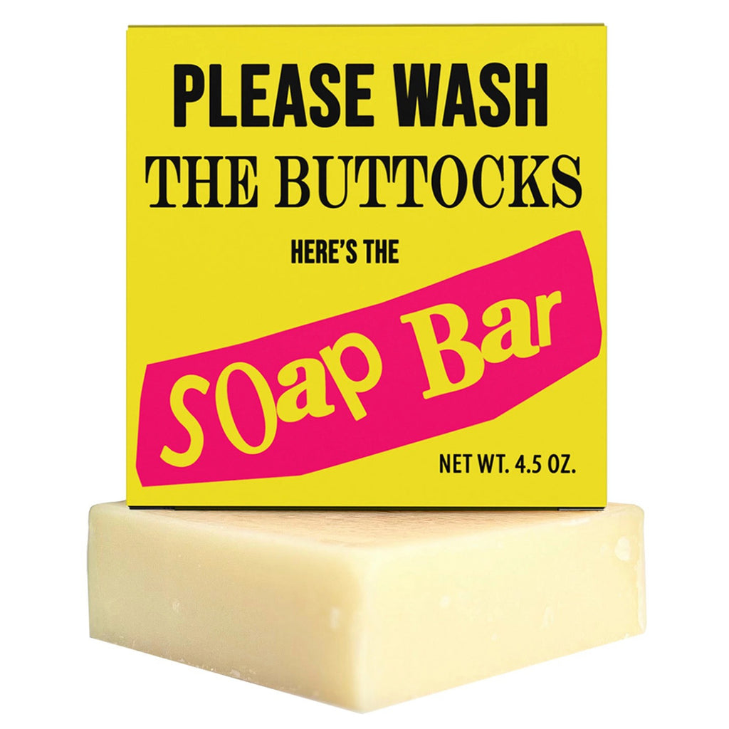 Please Wash Your Buttocks Punk Rock Soap packaging.