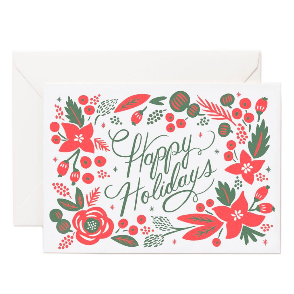 Poinsettia Happy Holidays Card