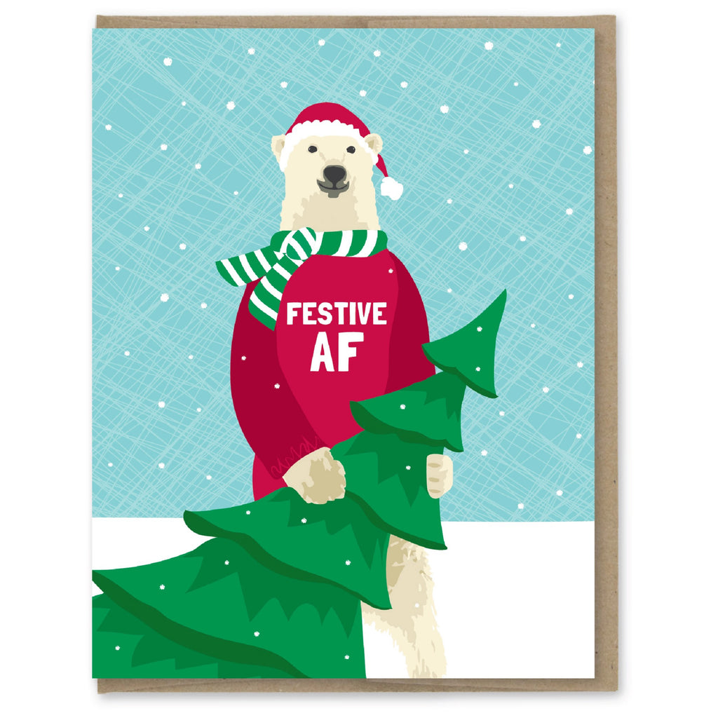 Polar Bear Festive AF Holiday Card.