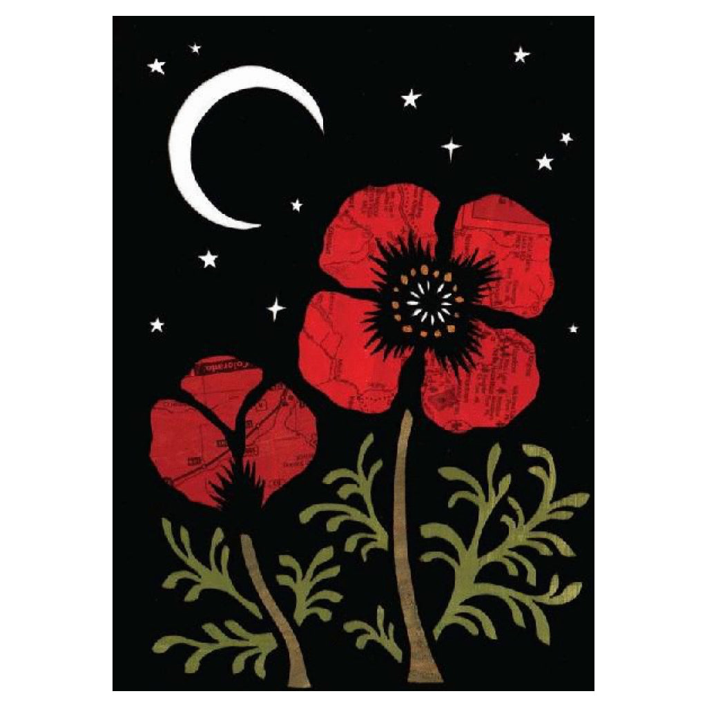 Poppies Under Crescent Moon Card