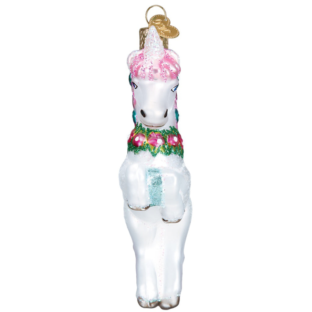 Prancing Unicorn Ornament Front