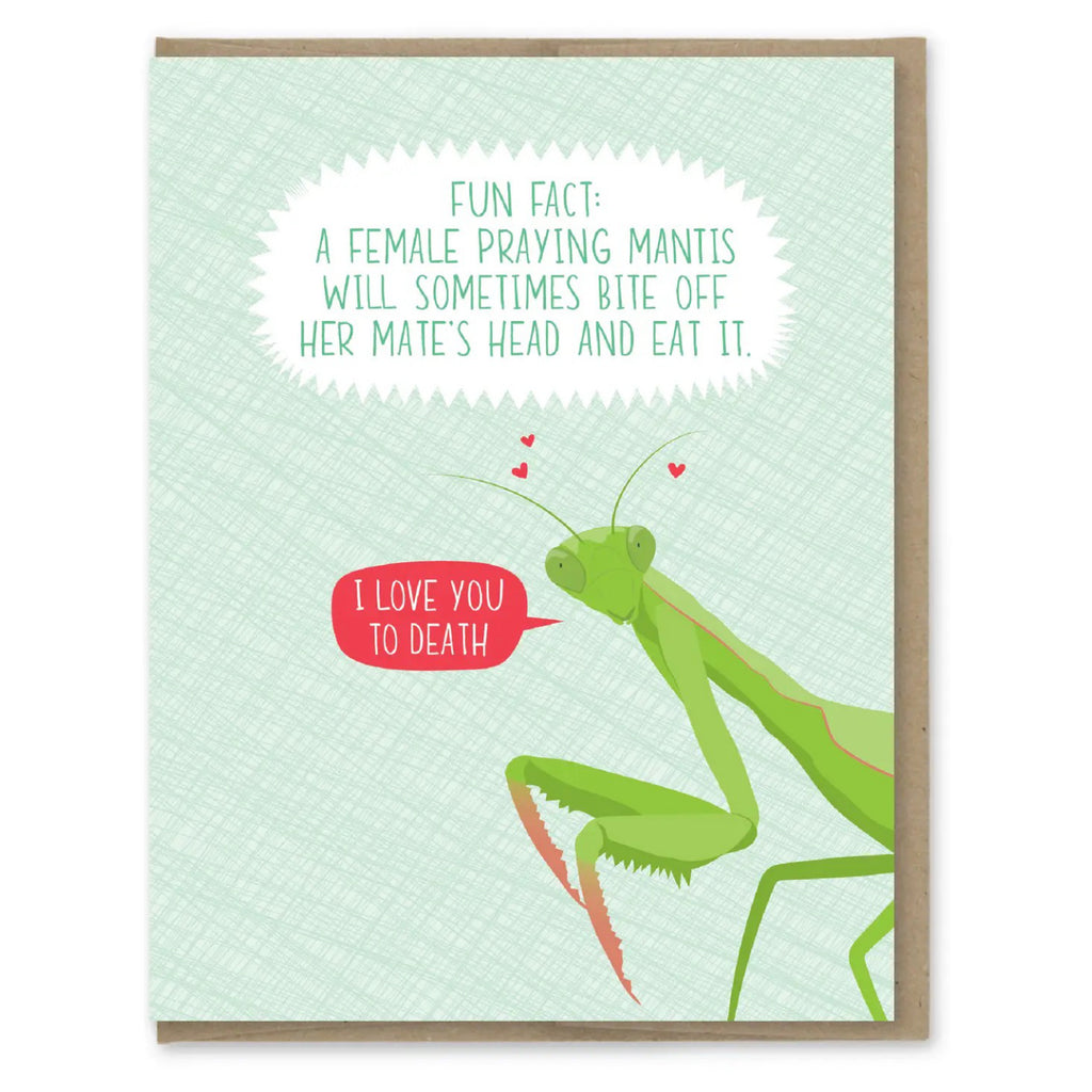 Praying Mantis Fact Love Card.