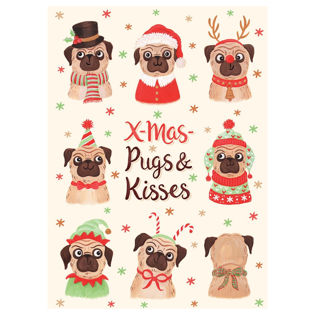 Pugs  Kisses Christmas Card