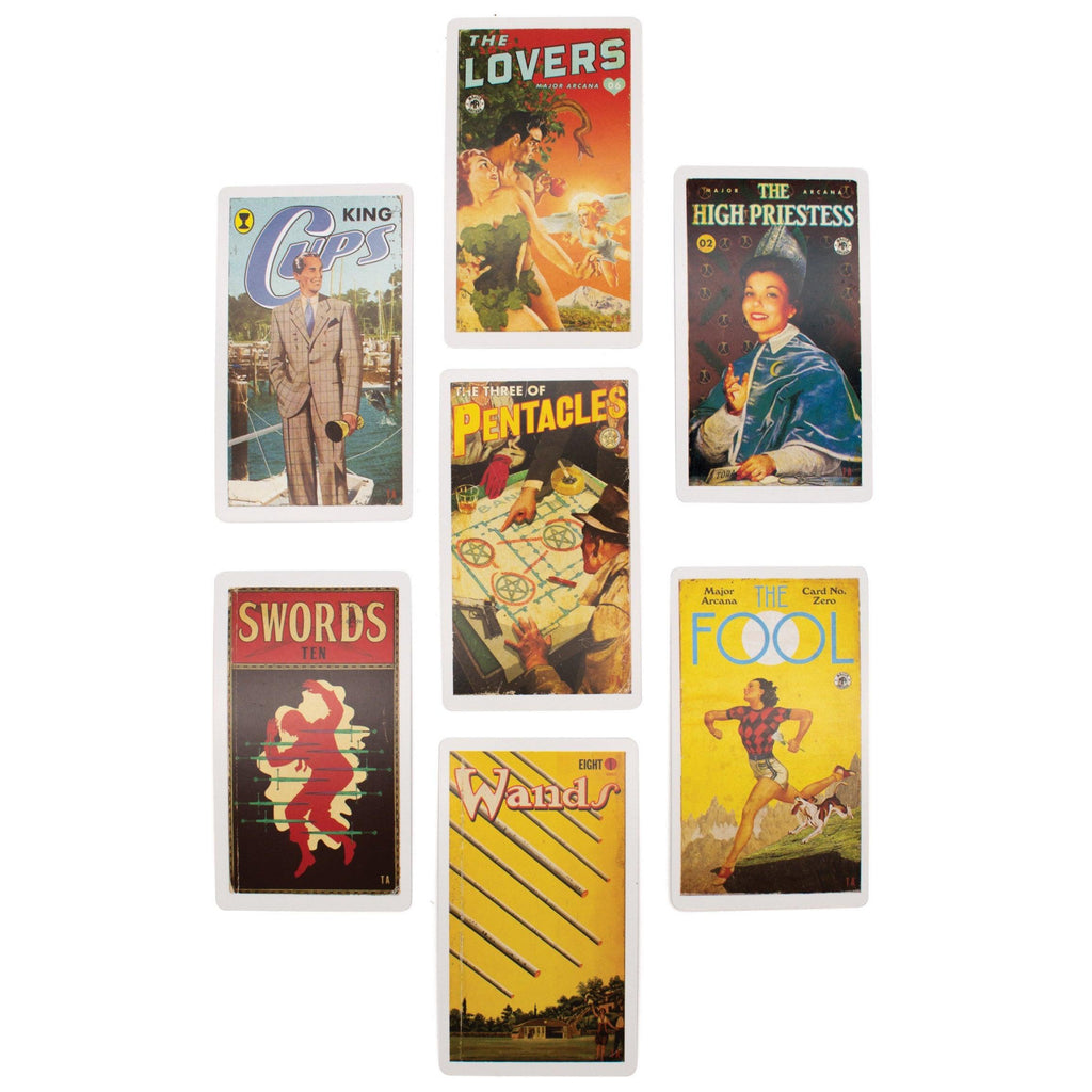 Pulp Tarot Deck sample cards.