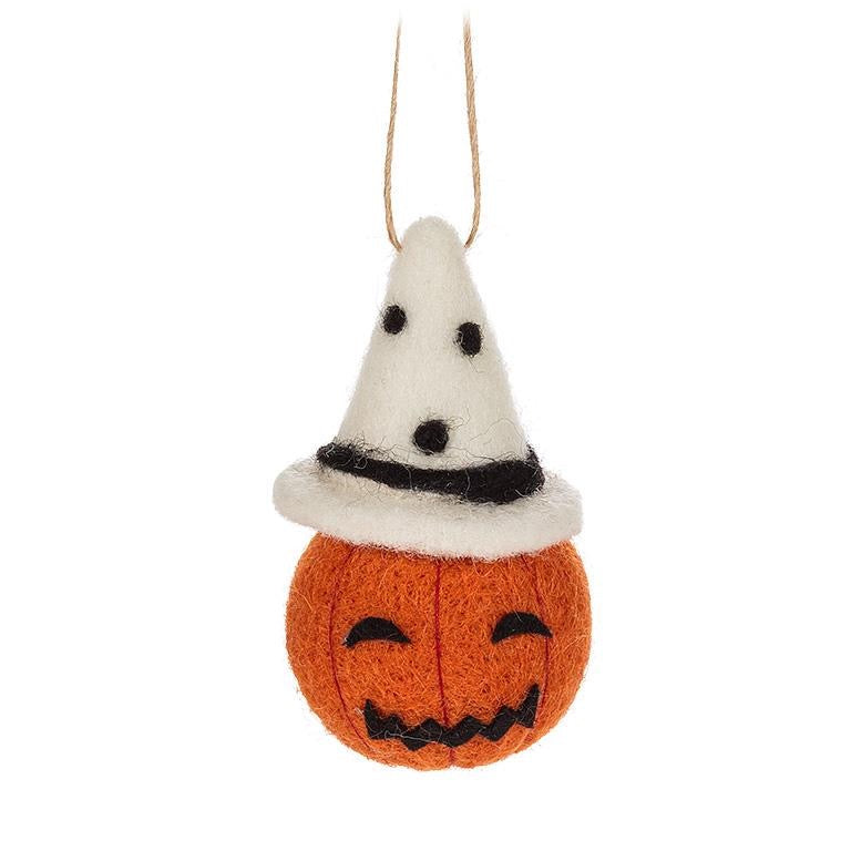 Pumpkin Head Ornament white hat.