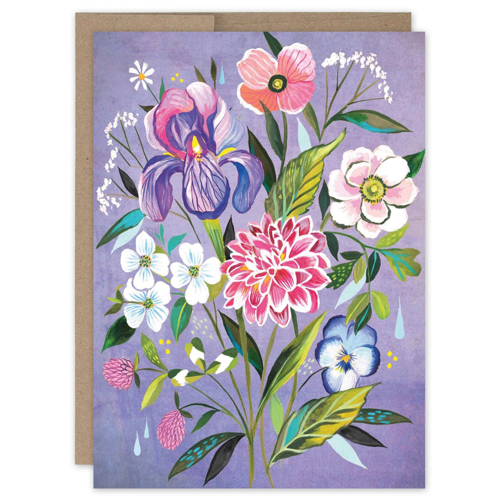 Purple Floral Blank Card.