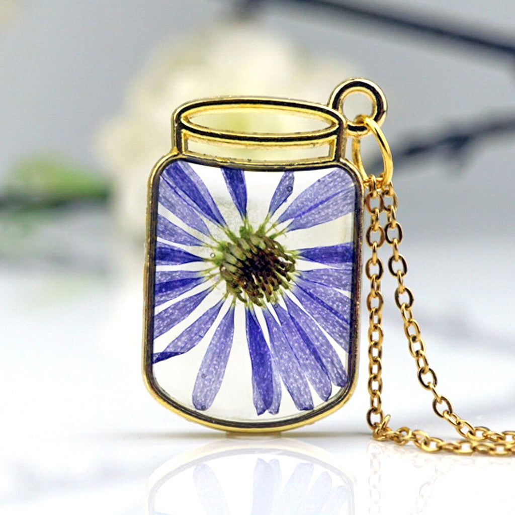 Purple Flower Jar Necklace.