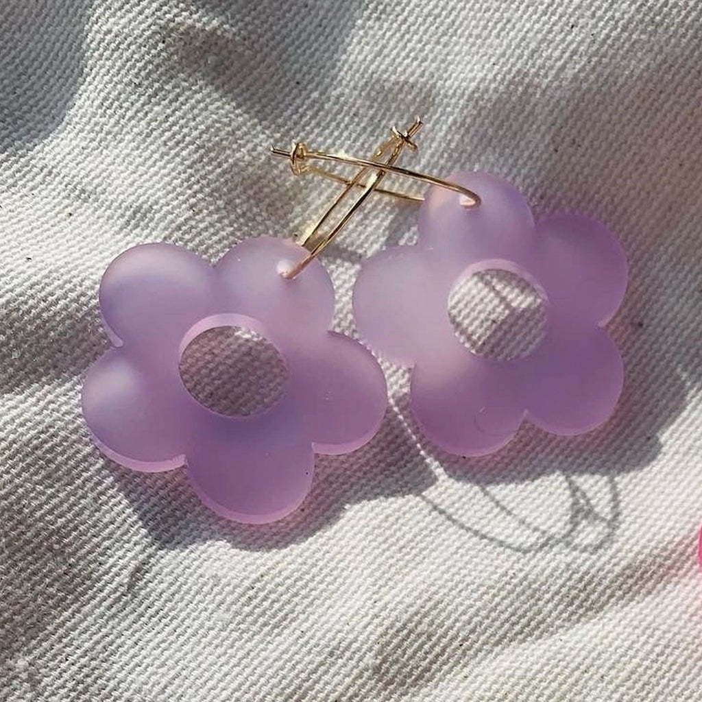Purple Lilac Flower Power Earrings.